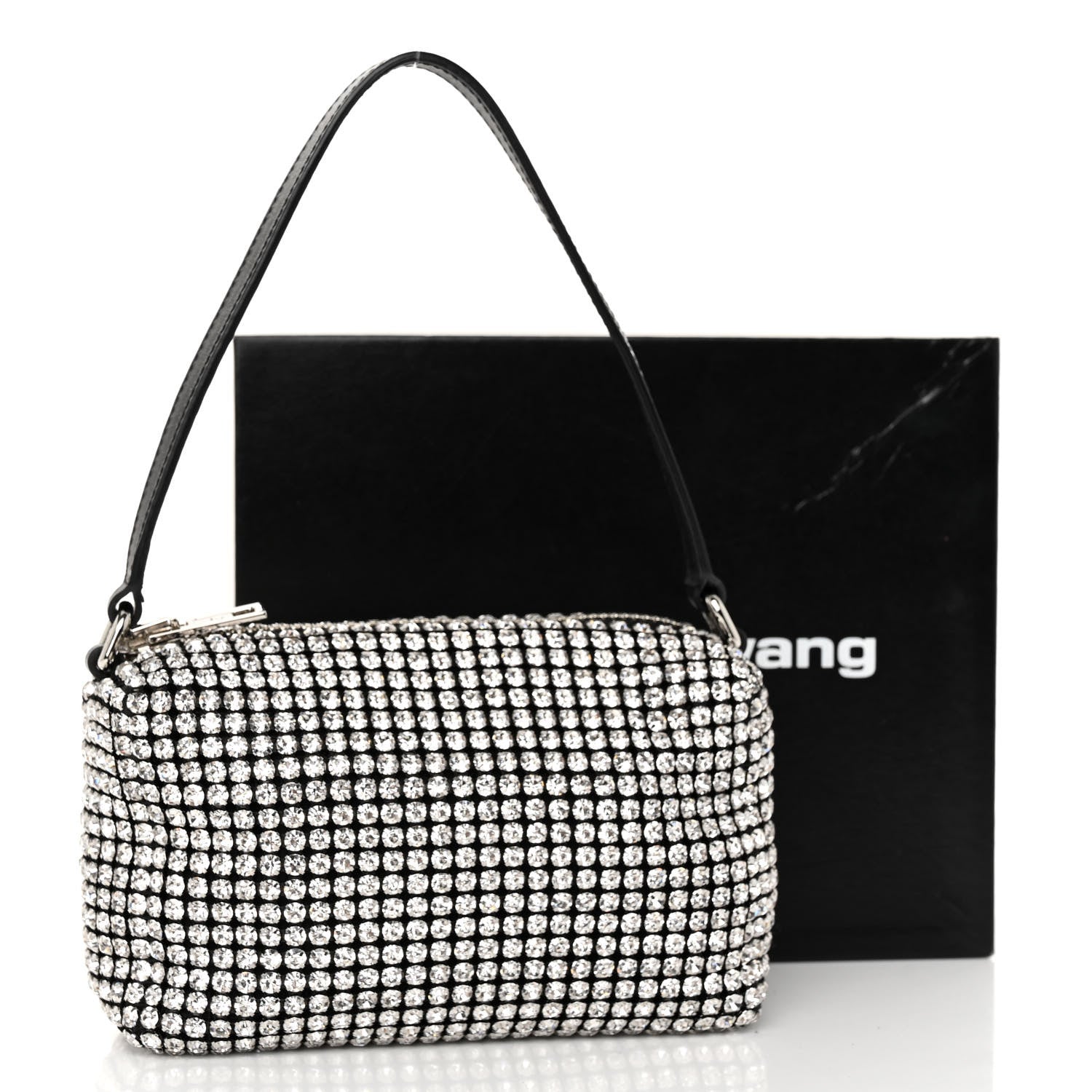 Alexander Wang Mesh Crystal Rhinestone Mini Heiress Pouch Black Silver 10 of 10
