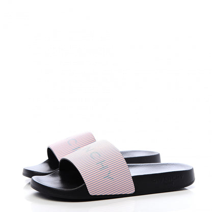 Givenchy Metallic Calfskin Logo Womens Pool Slide Sandals 35 Light Pink 3 of 9