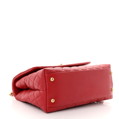 Chanel Caviar Quilted Small Coco Handle Flap Red 4 of 10