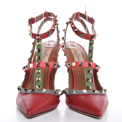 Valentino Garavani Nappa Rockstud Ankle Strap 100mm Pumps 37.5 Rosso Valentino Grey Clover Deep Rose 2 of 11