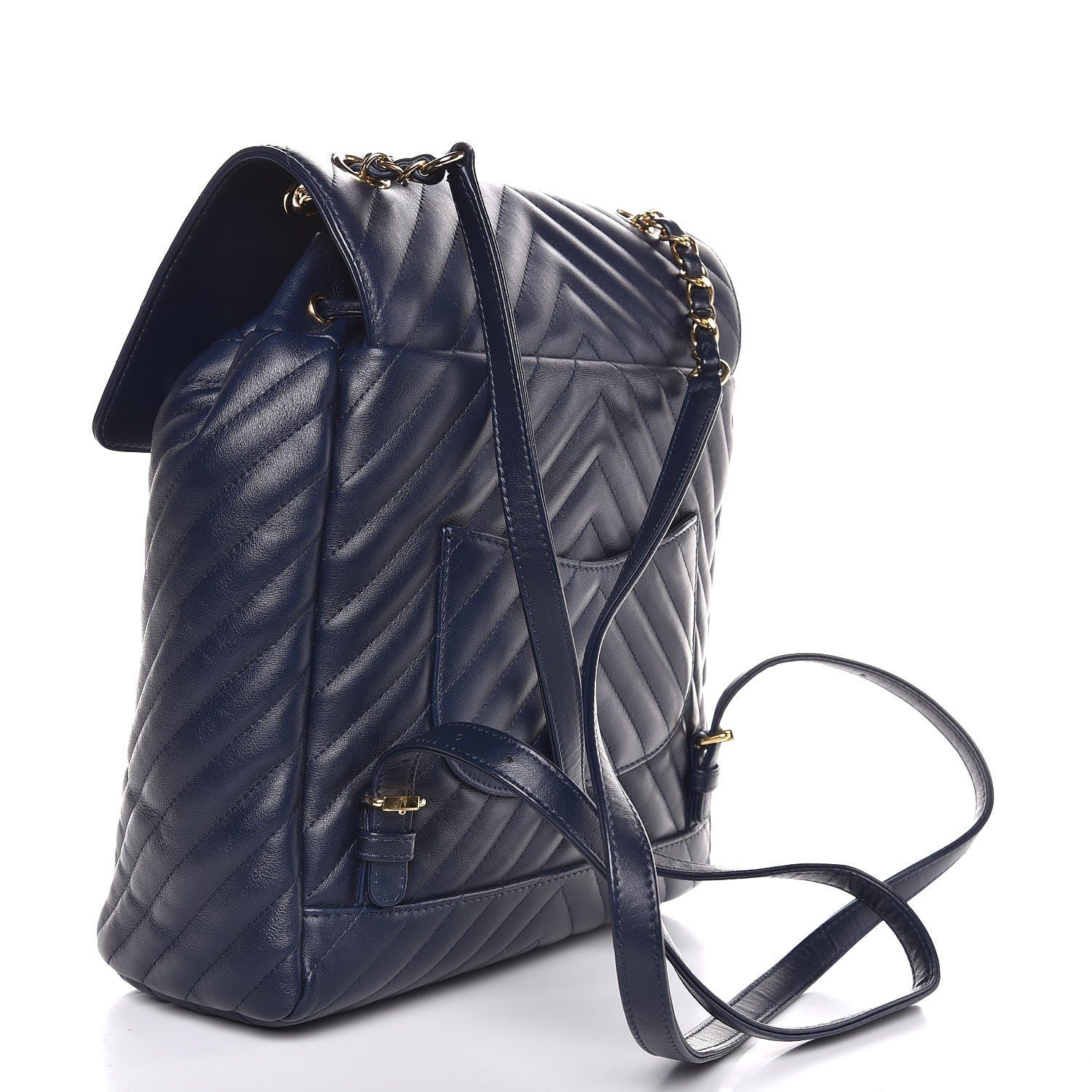 Chanel Calfskin Chevron Quilted Large Urban Spirit Backpack Navy 3 of 7