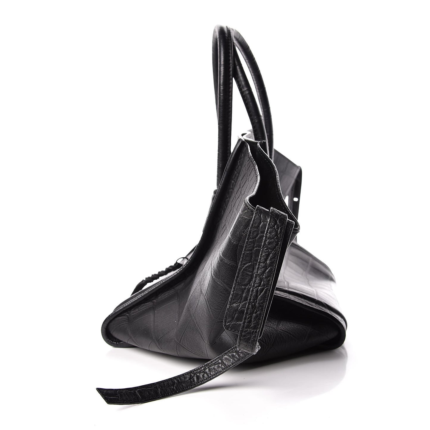 Crocodile Embossed Calfskin Medium Phantom Luggage Black