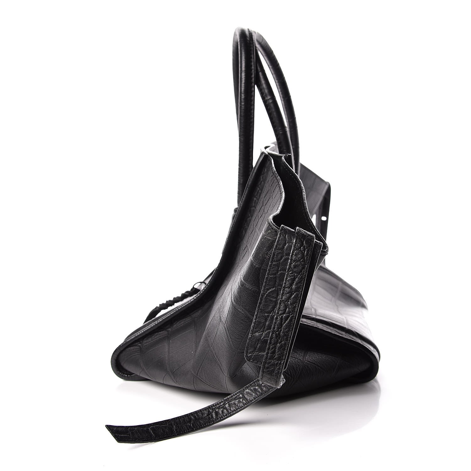 Celine Crocodile Embossed Calfskin Medium Phantom Luggage Black 17 of 18
