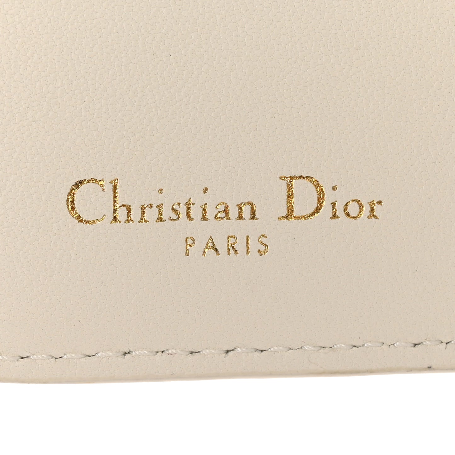 Grained Calfskin Supple Cannage Caro Compact Zip Card Wallet White