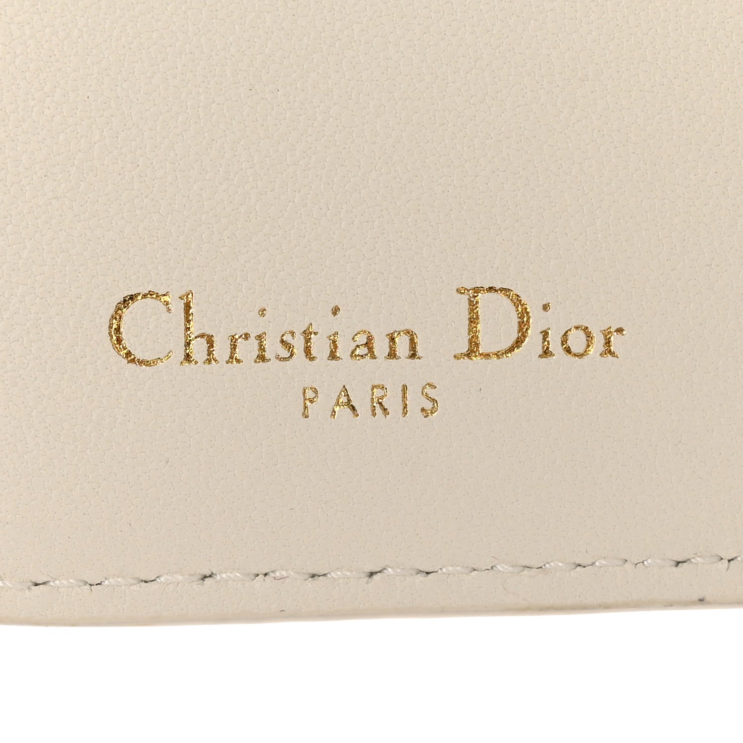 Christian Dior Grained Calfskin Supple Cannage Caro Compact Zip Card Wallet White 6 of 9