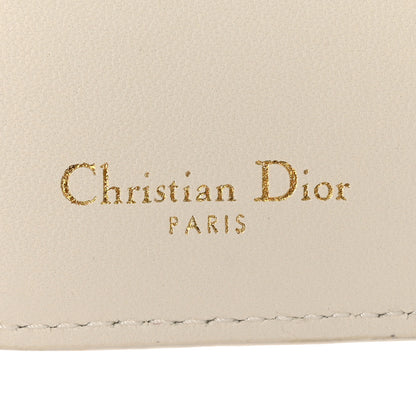 Christian Dior Grained Calfskin Supple Cannage Caro Compact Zip Card Wallet White 6 of 9
