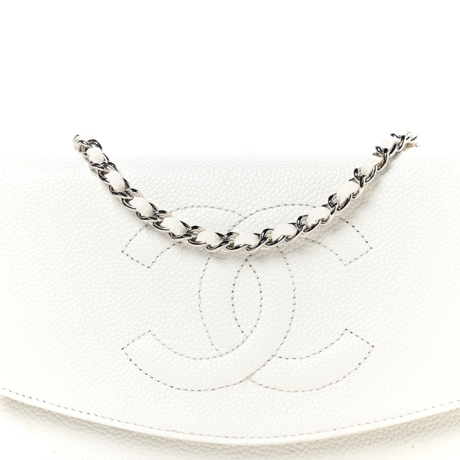 Chanel Caviar Timeless CC Wallet on Chain WOC White 9 of 11