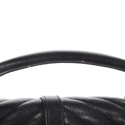 Saint Laurent Sheepskin Matelasse Chevron Monogram Medium College Bag Black 14 of 14