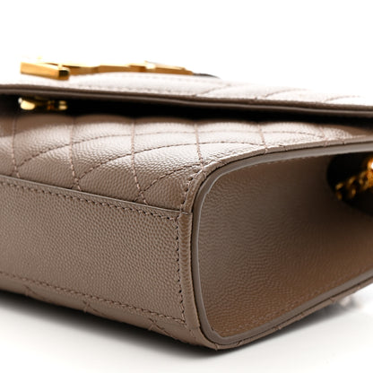 Saint Laurent Grain De Poudre Textured Mixed Matelasse Triquilt Small Monogram Satchel Dark Beige 9 of 10