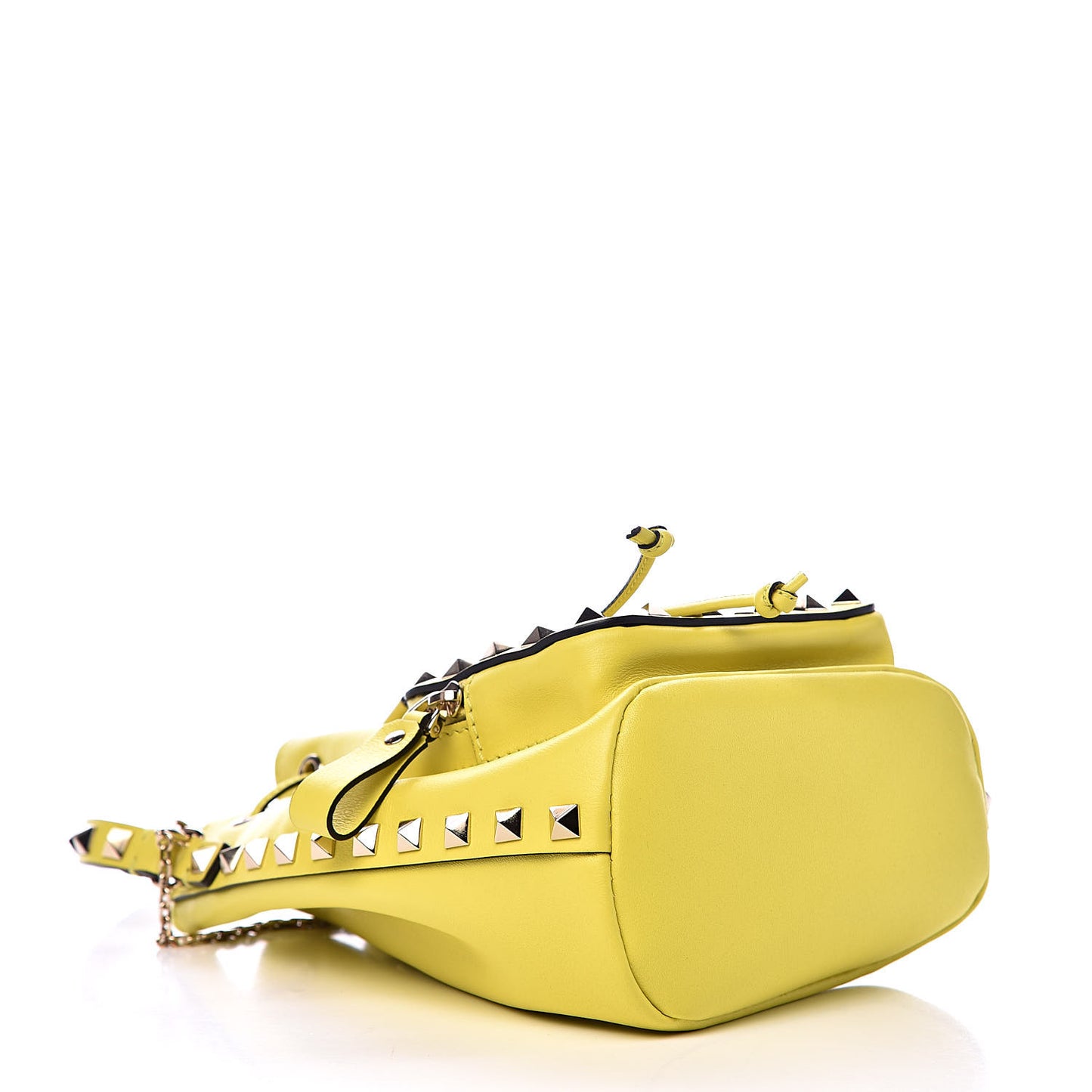 Vitello Rockstud Bucket Bag Acid Yellow