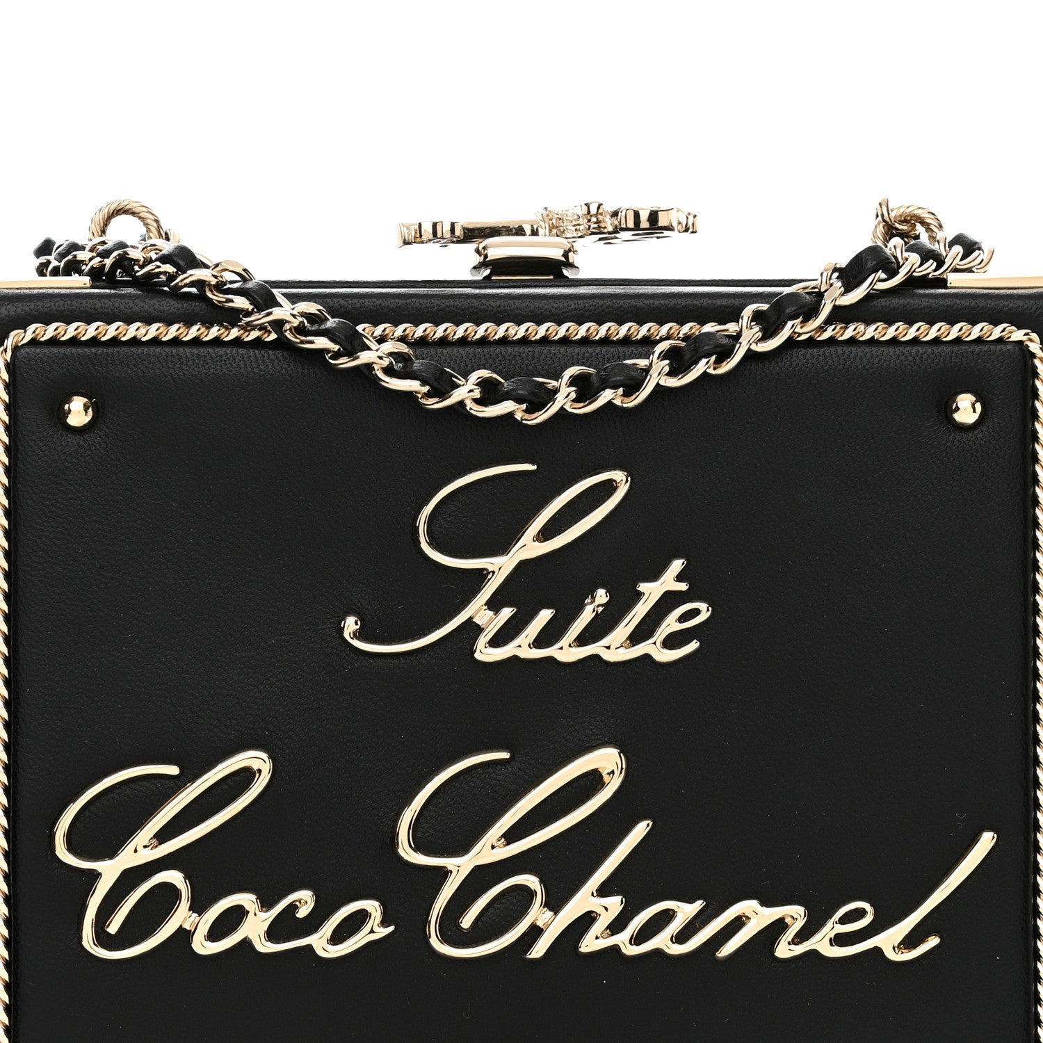 Chanel Lambskin Room Card Minaudiere Evening Bag Black Gold 8 of 11