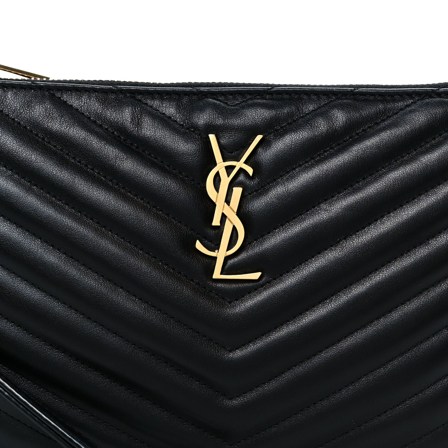 Calfskin Matelasse Chevron Monogram A5 Wristlet Black