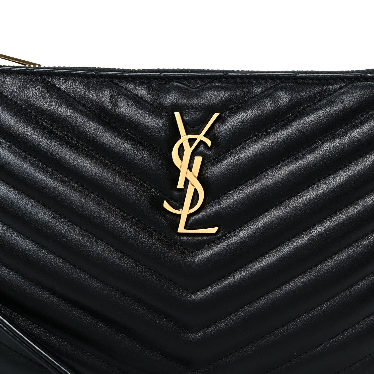 Saint Laurent Calfskin Matelasse Chevron Monogram A5 Wristlet Black 16 of 16
