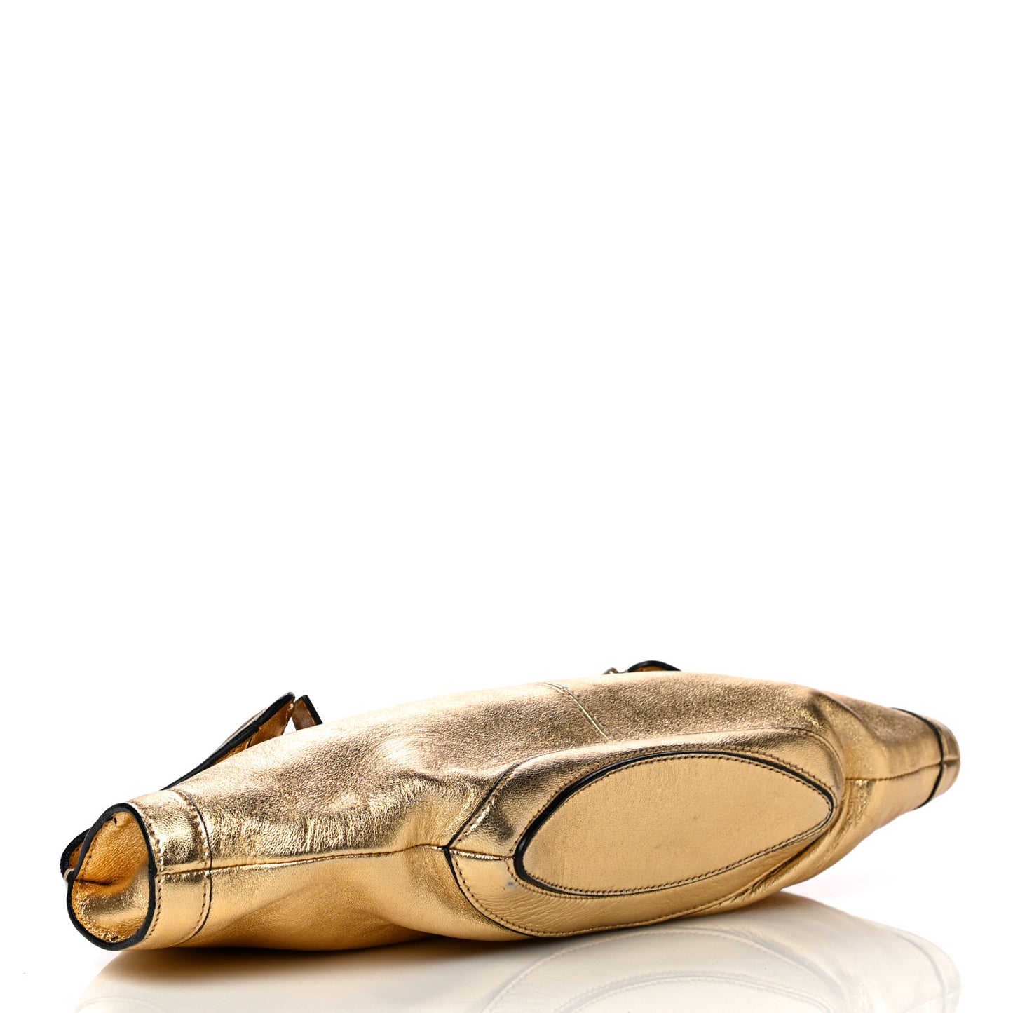 Metallic Lambskin De Manta Clutch Gold