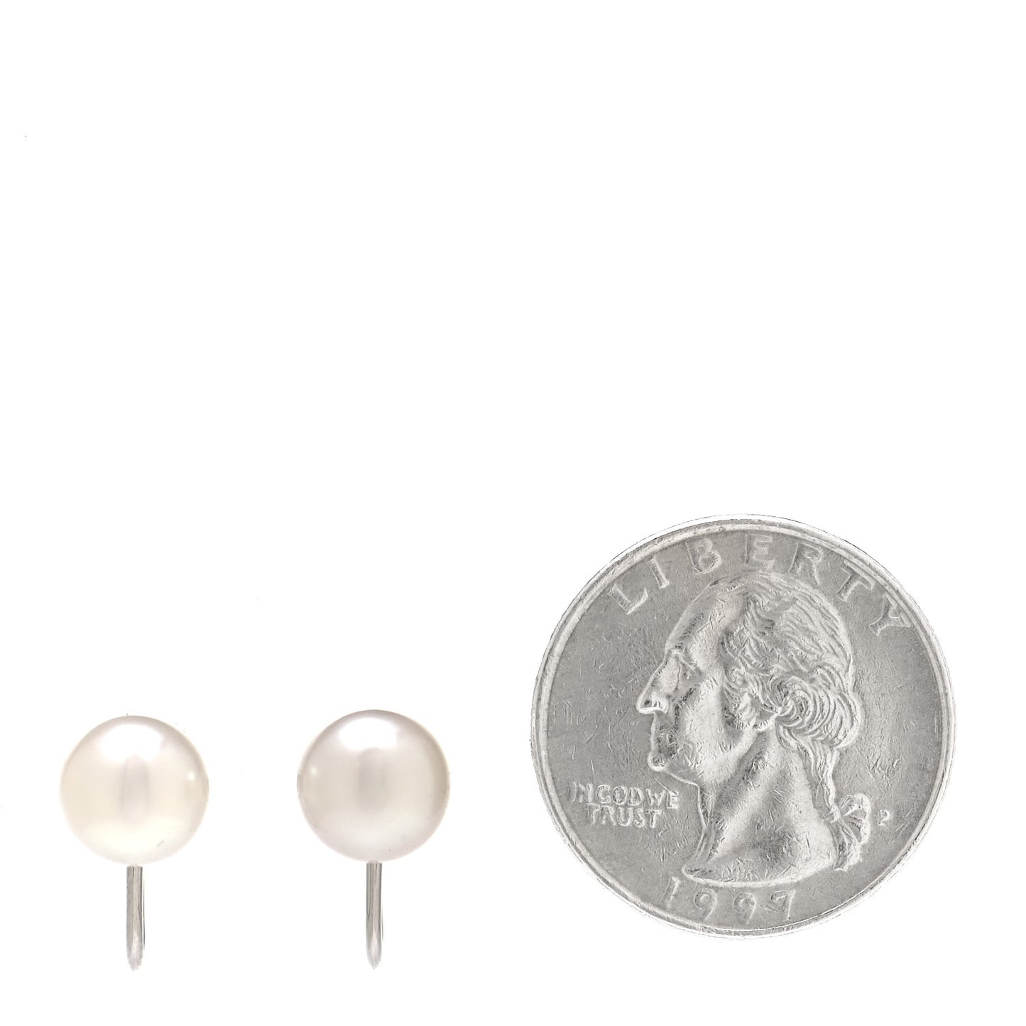18K White Gold Akoya Pearl 8.5mm Screw Back Earrings