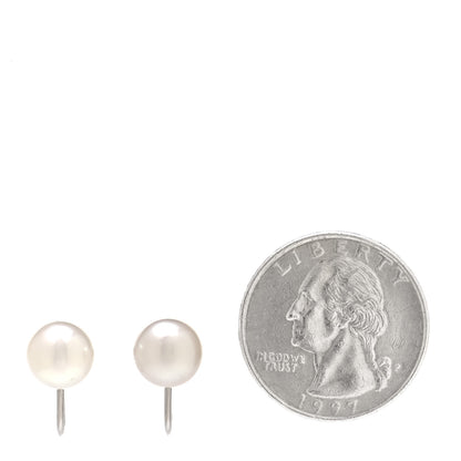 Mikimoto 18K White Gold Akoya Pearl 8.5mm Screw Back Earrings 3 of 5