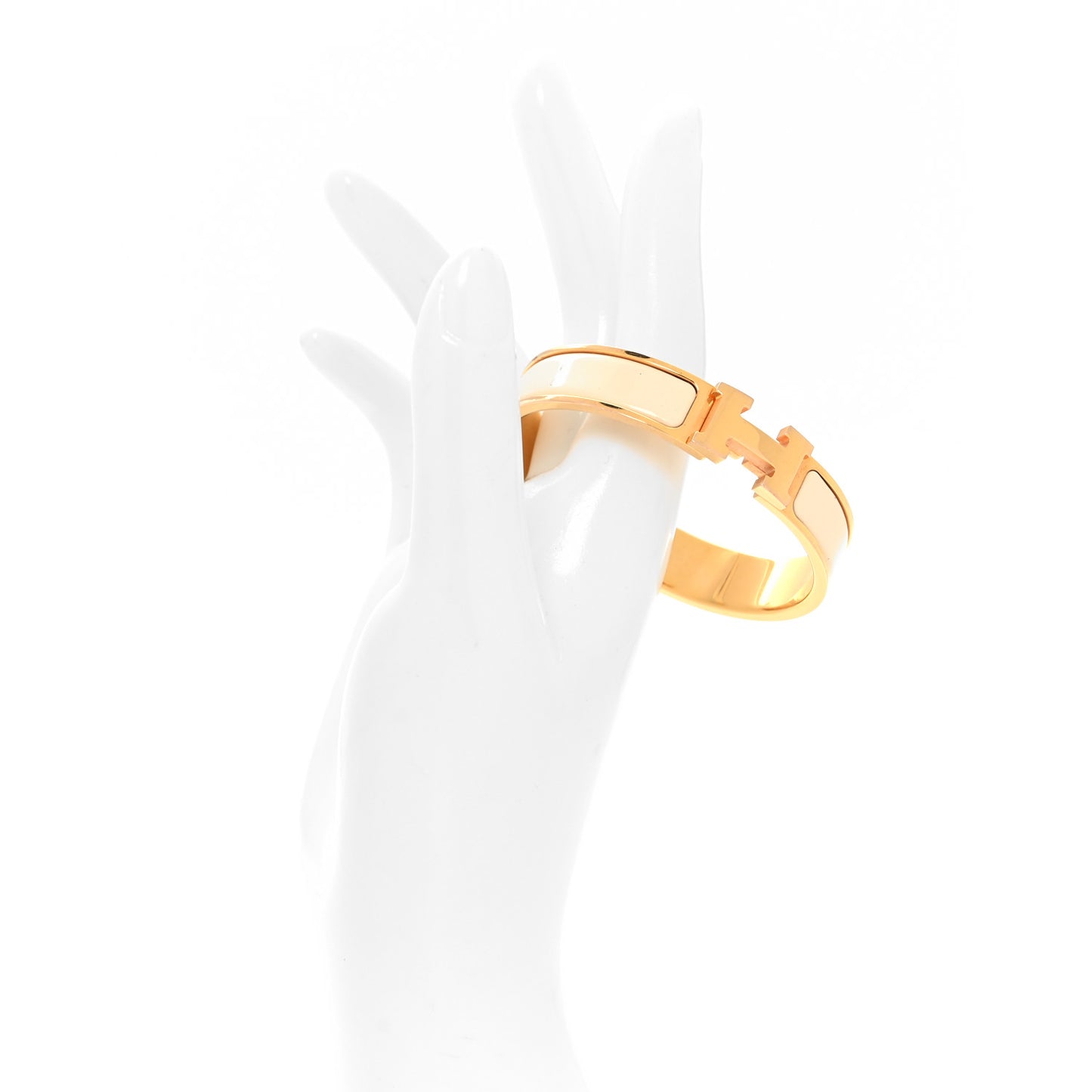 Enamel Narrow Clic Clac H Bracelet PM White