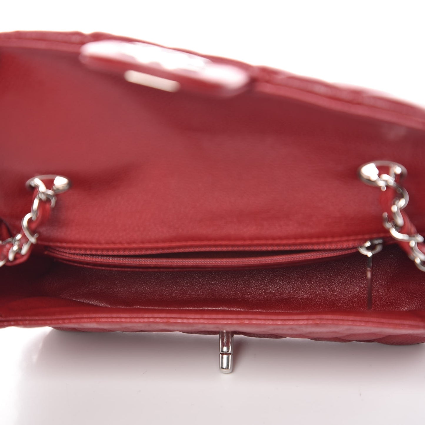 Caviar Quilted Mini Rectangular Flap Red