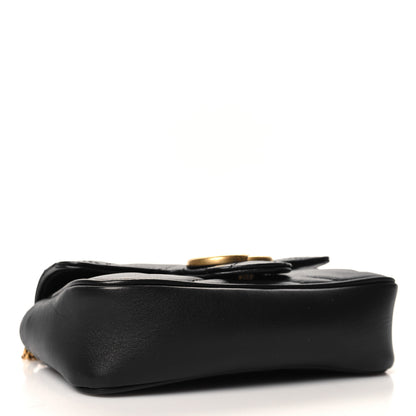 Gucci Calfskin Matelasse Super Mini GG Marmont Shoulder Bag Black 4 of 12