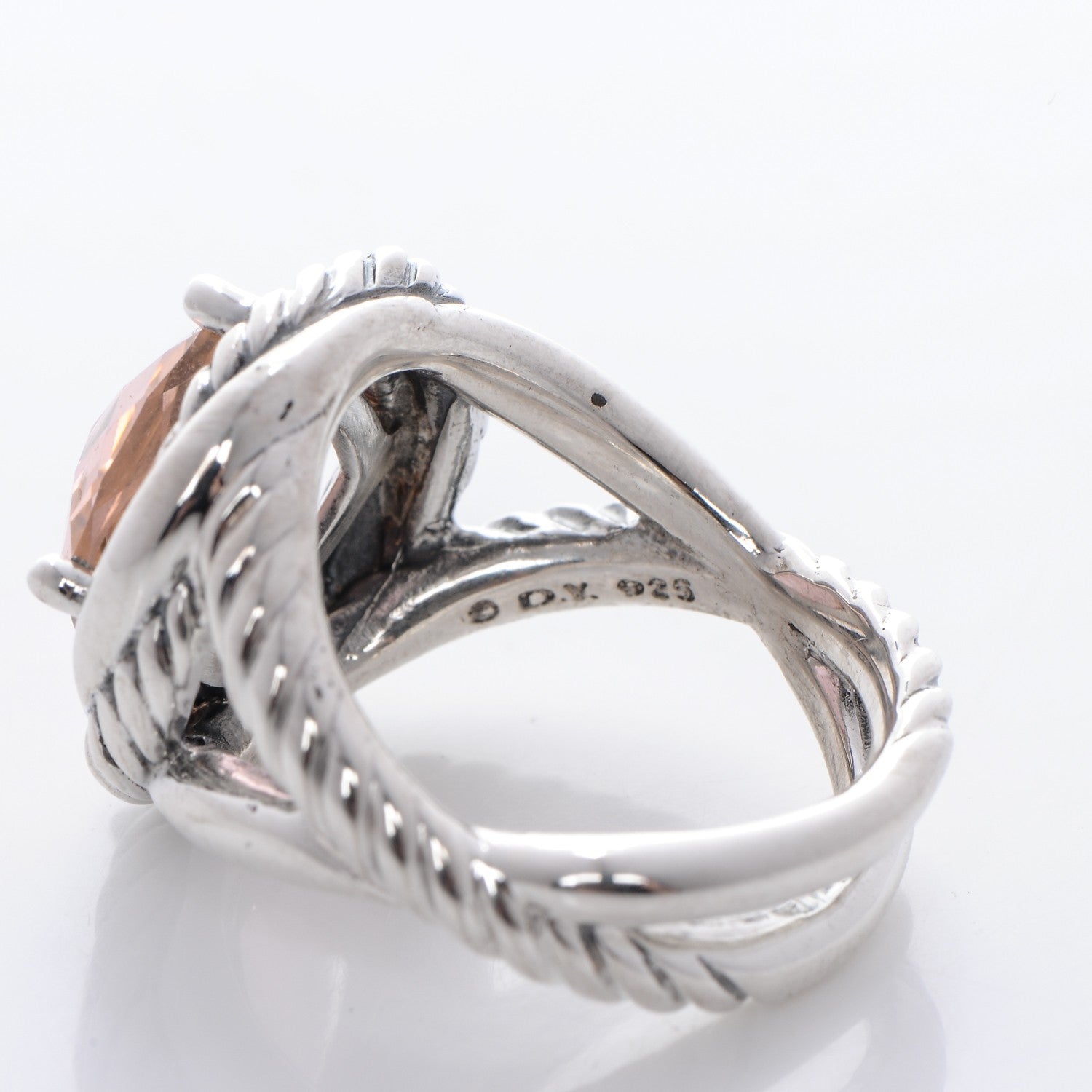 David Yurman Sterling Silver Morganite 11mm Infinity Ring 54 7 4 of 4
