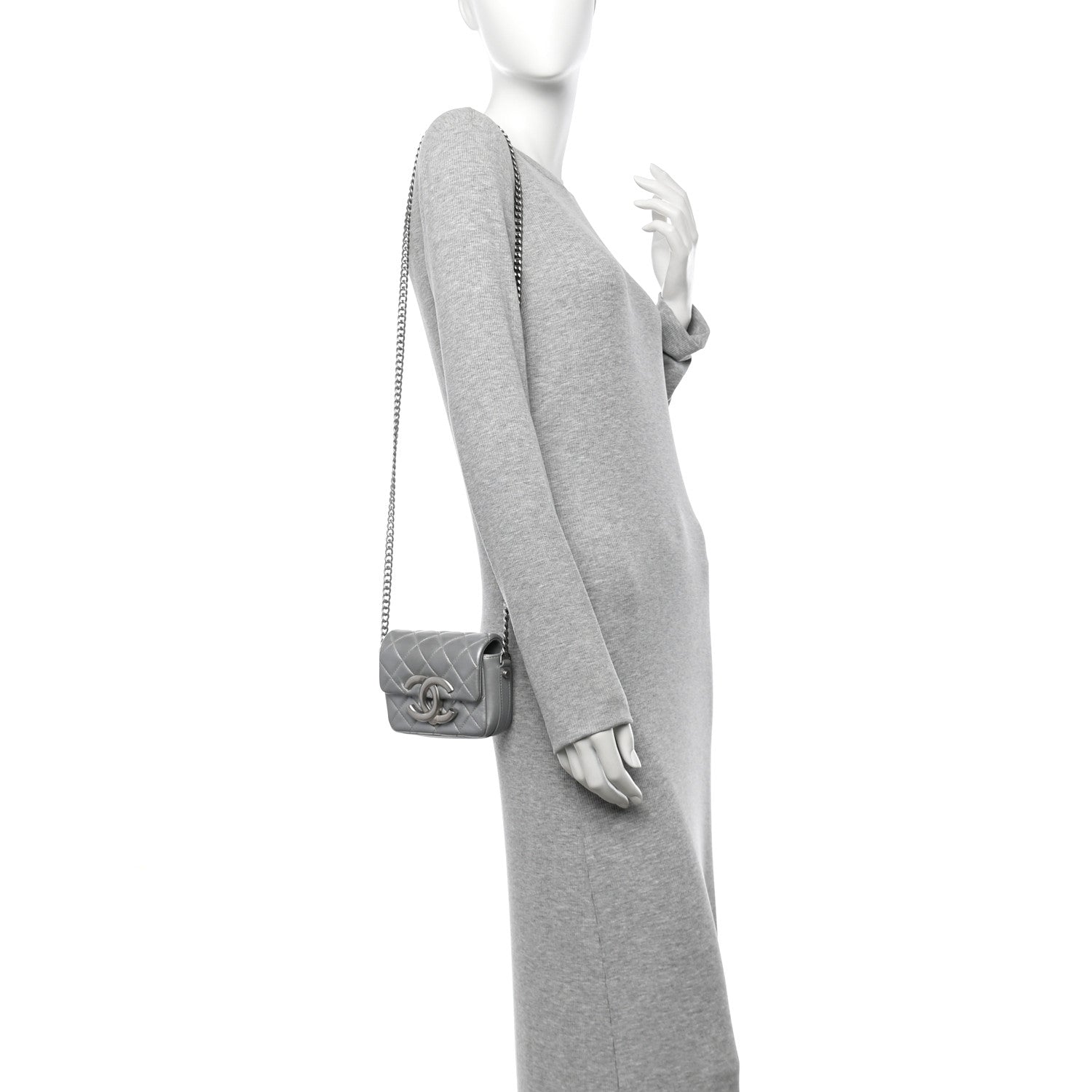 Chanel Metallic Lambskin Quilted Mini Giant CC Flap Argent 2 of 13