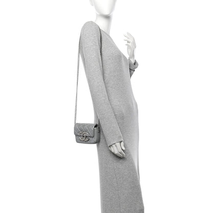 Chanel Metallic Lambskin Quilted Mini Giant CC Flap Argent 2 of 13