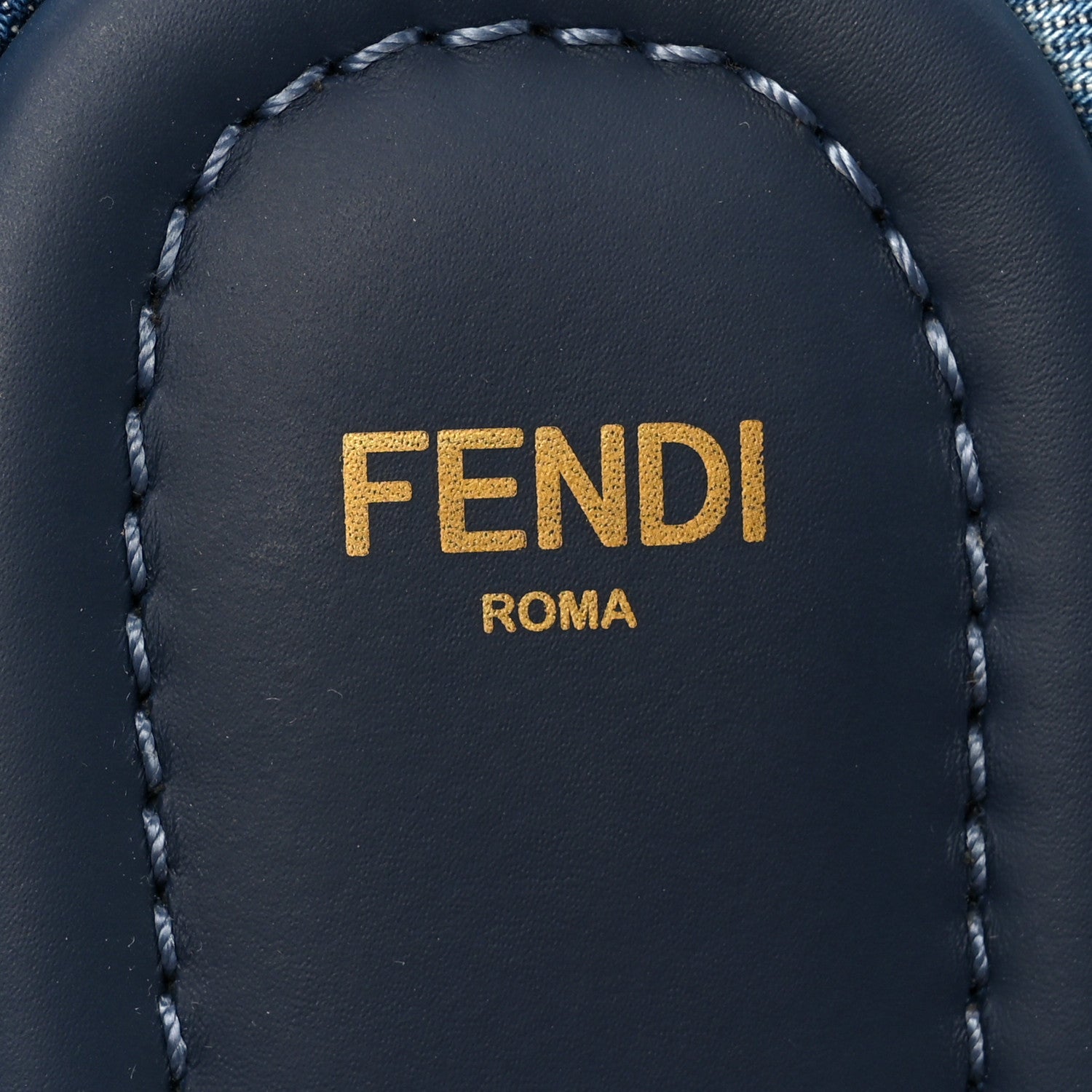 Fendi Denim Sea Garden Logo Sunshine Flatform Slide Sandals 40 Blue Medium Dark Blue 9 of 11