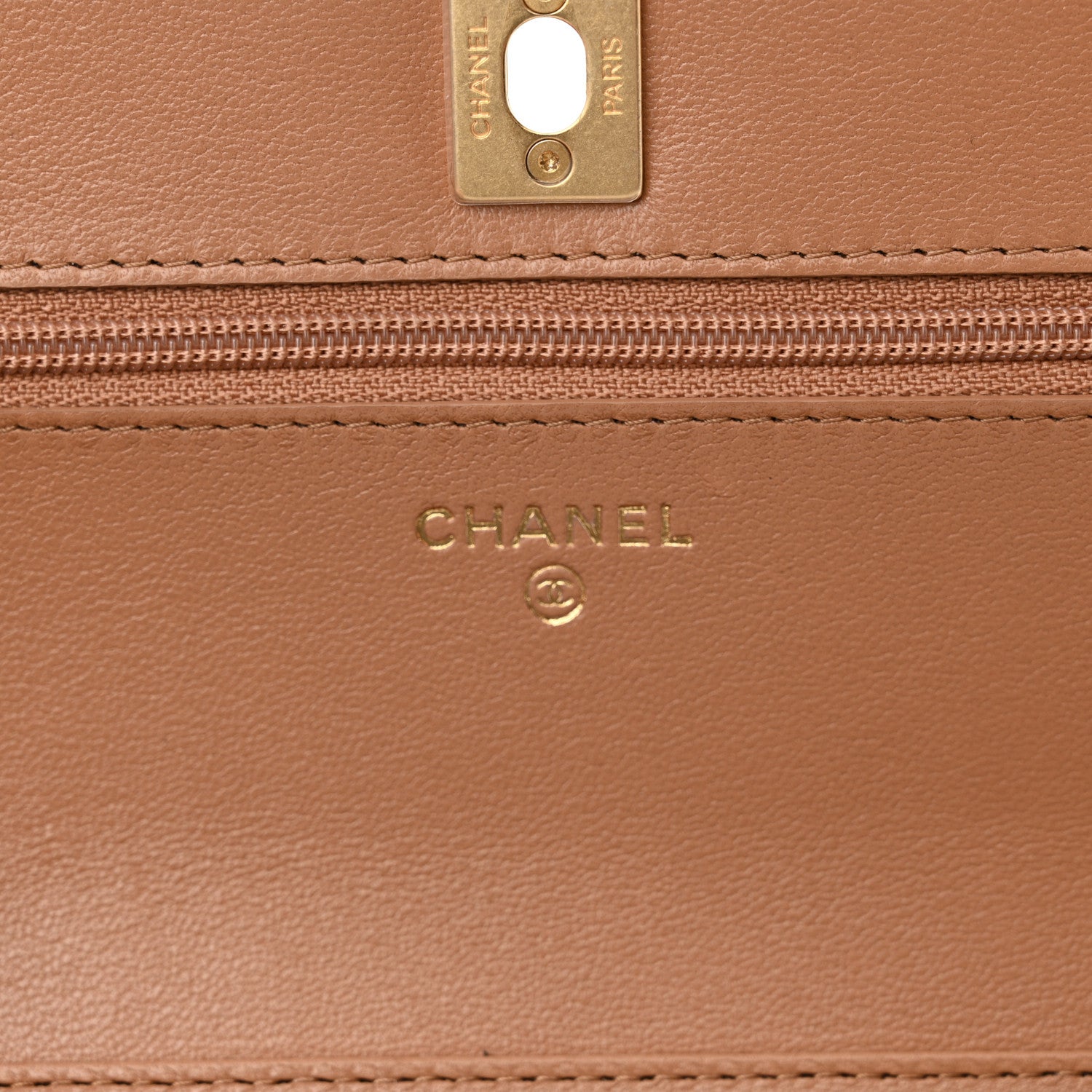 Chanel Lambskin Quilted CC Pearl Crush Wallet on Chain WOC Beige 6 of 13