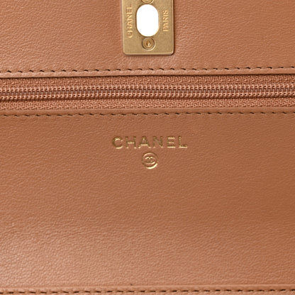 Chanel Lambskin Quilted CC Pearl Crush Wallet on Chain WOC Beige 6 of 13