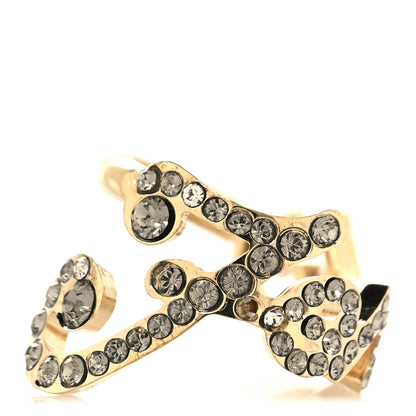Fendi Metal Crystal Fendi Signature Ring M Gold 1 of 6