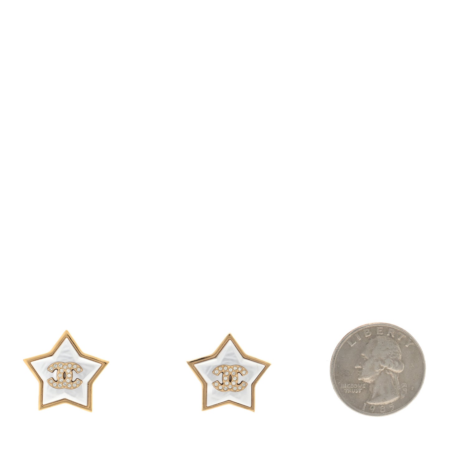 Pearl Crystal CC Star Earrings Gold