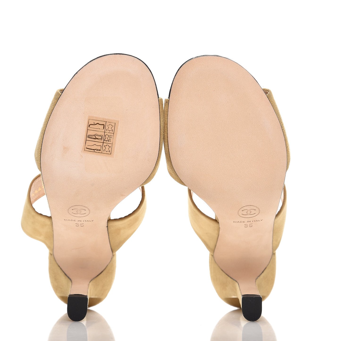 Suede Pearl Heel Sandals 35 Beige