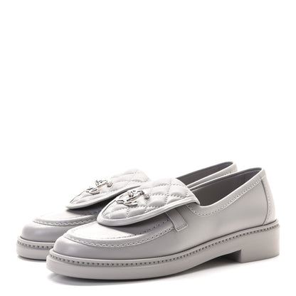 Chanel Lambskin Quilted CC Turnlock Loafers 36.5 Grey 12 of 20