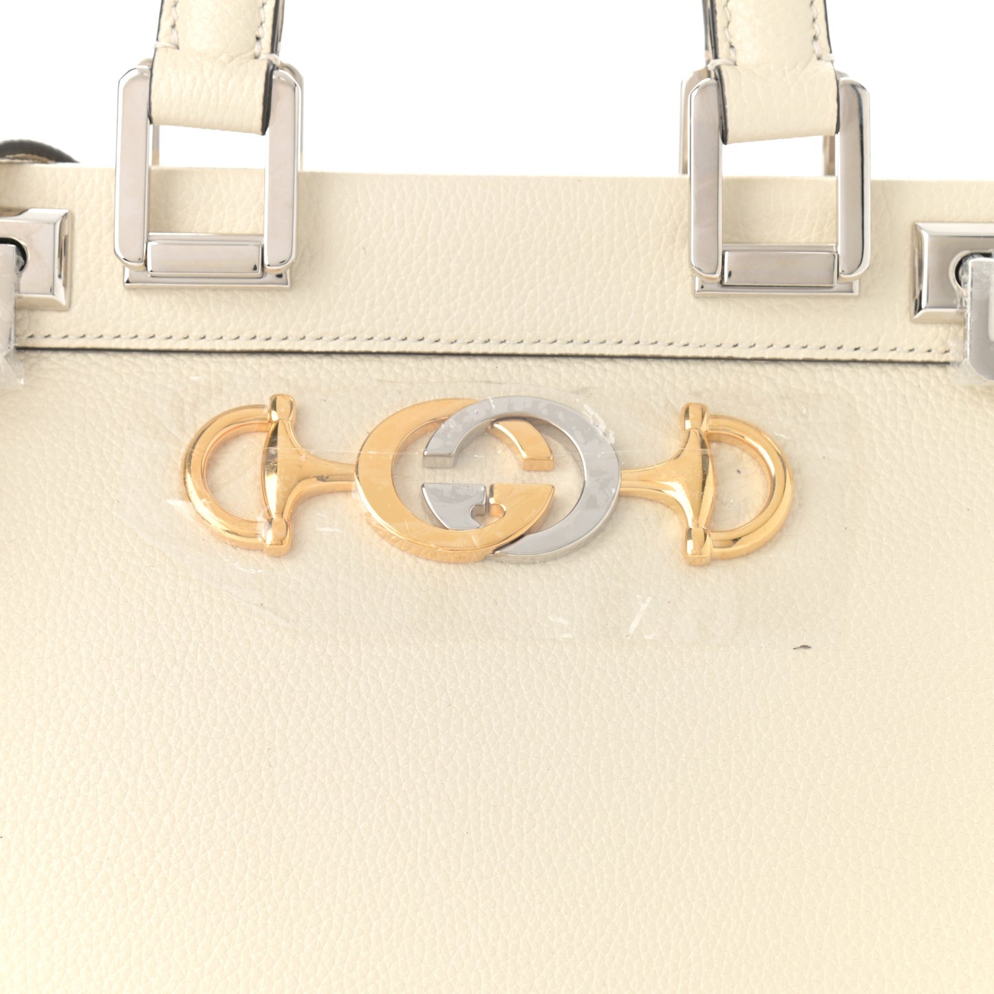 Grainy Calfskin Small Zumi Top Handle Bag Mystic White