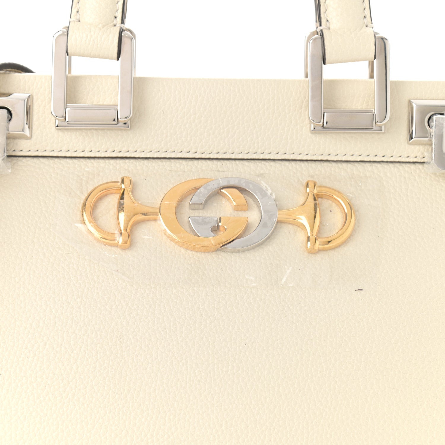 Gucci Grainy Calfskin Small Zumi Top Handle Bag Mystic White 7 of 9