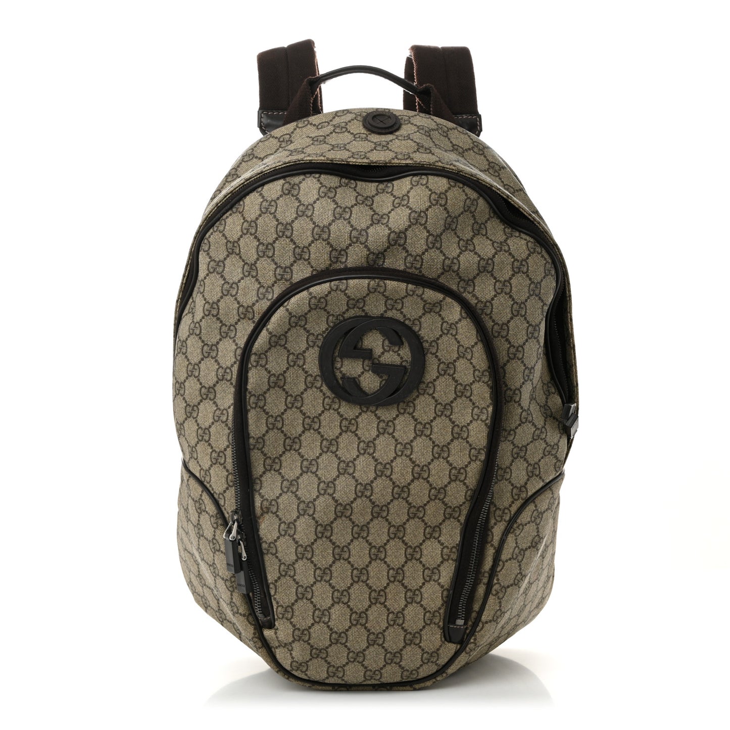 GG Plus Monogram Interlocking G Medium Backpack Dark Brown