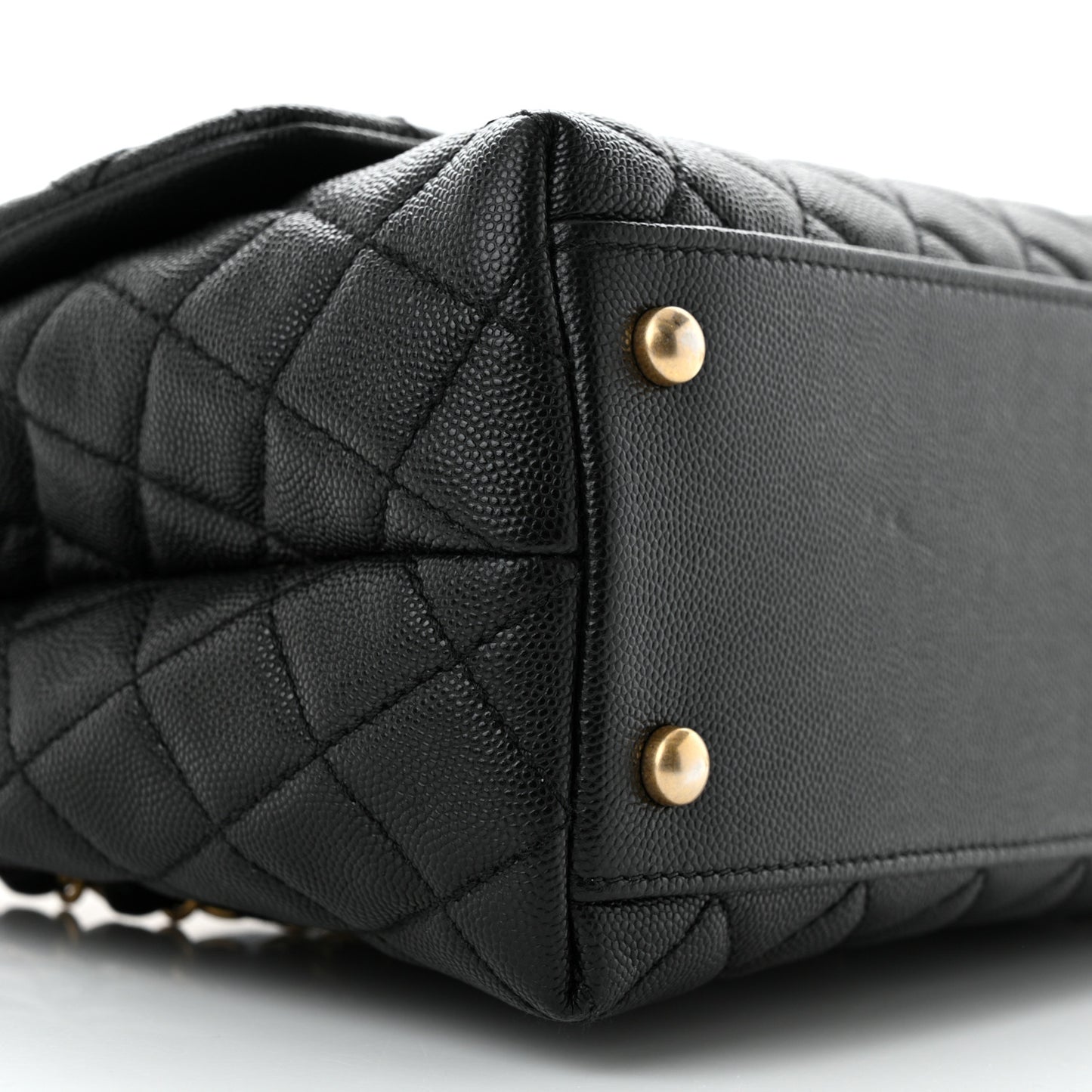 Caviar Lizard Quilted Small Coco Handle Flap Black