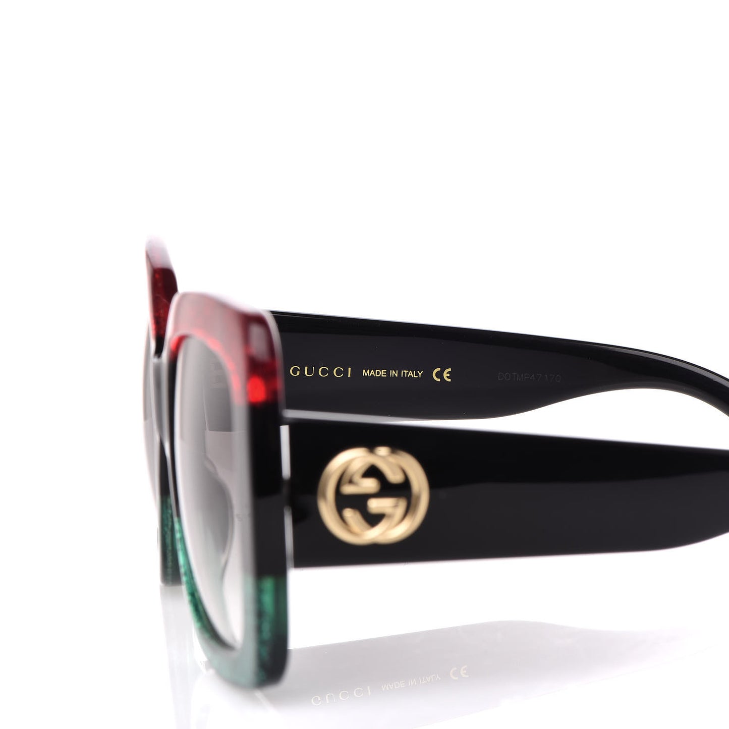 Square Frame GG0083S Sunglasses Glitter Red Black Green