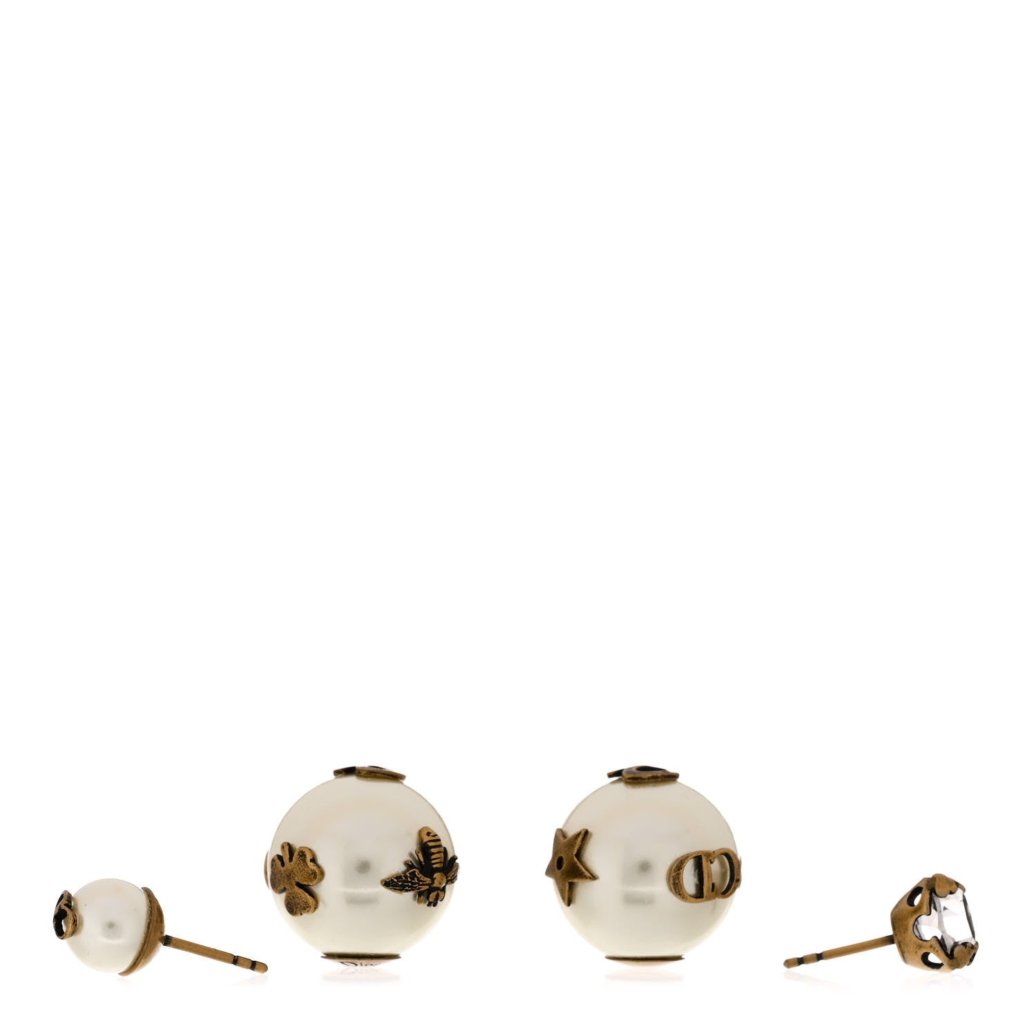 Christian Dior Pearl Crystal Tribales Bee Earrings Gold 3 of 6