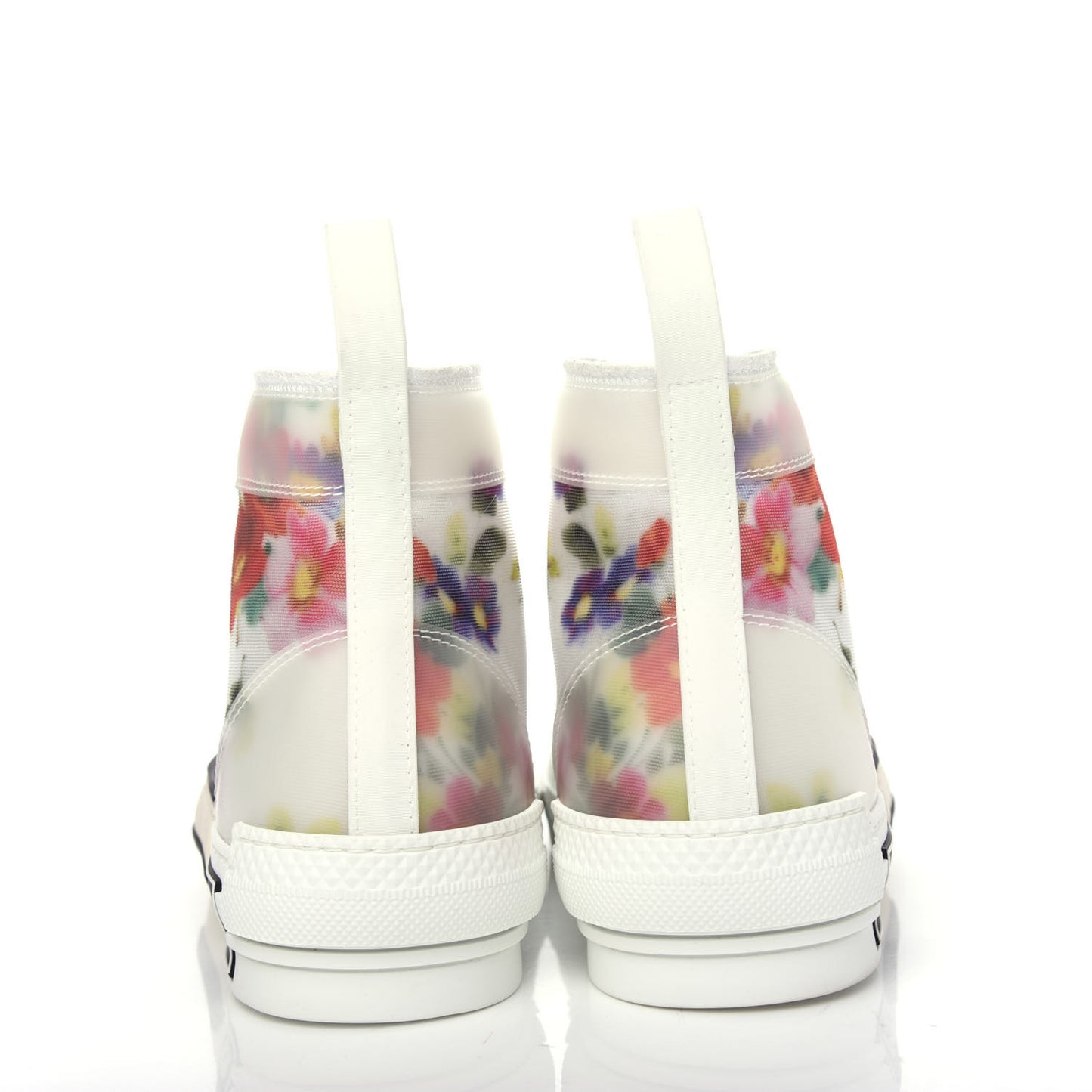 Technical Canvas Flowers Mens B23 High Top Sneakers 38 White