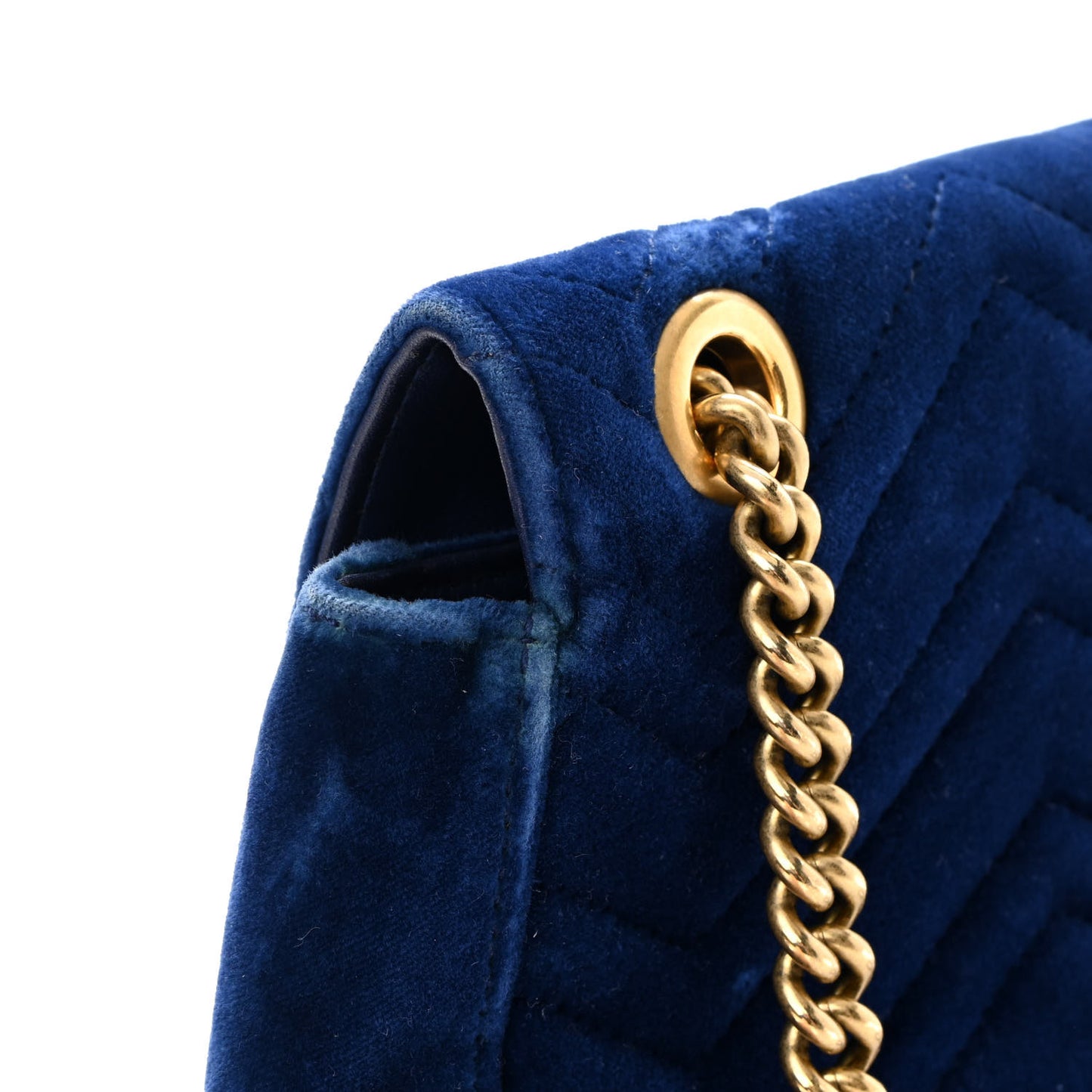 Velvet Matelasse Medium GG Marmont Shoulder Bag Cobalt Blue