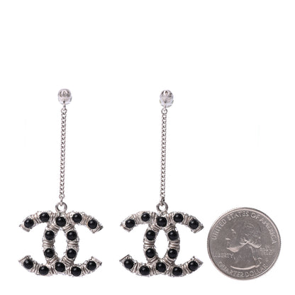 Chanel Crystal CC Drop Earrings Black 2 of 4
