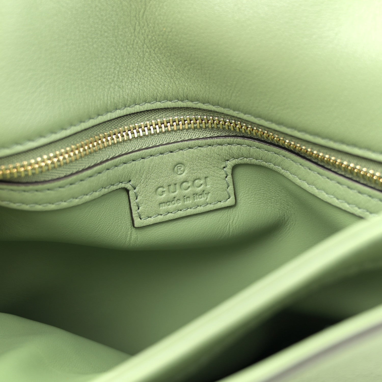Gucci Roxy Calfskin Web Medium Blondie Top Handle Shoulder Flap Bag Salamander Green 6 of 12