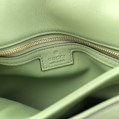 Gucci Roxy Calfskin Web Medium Blondie Top Handle Shoulder Flap Bag Salamander Green 6 of 12