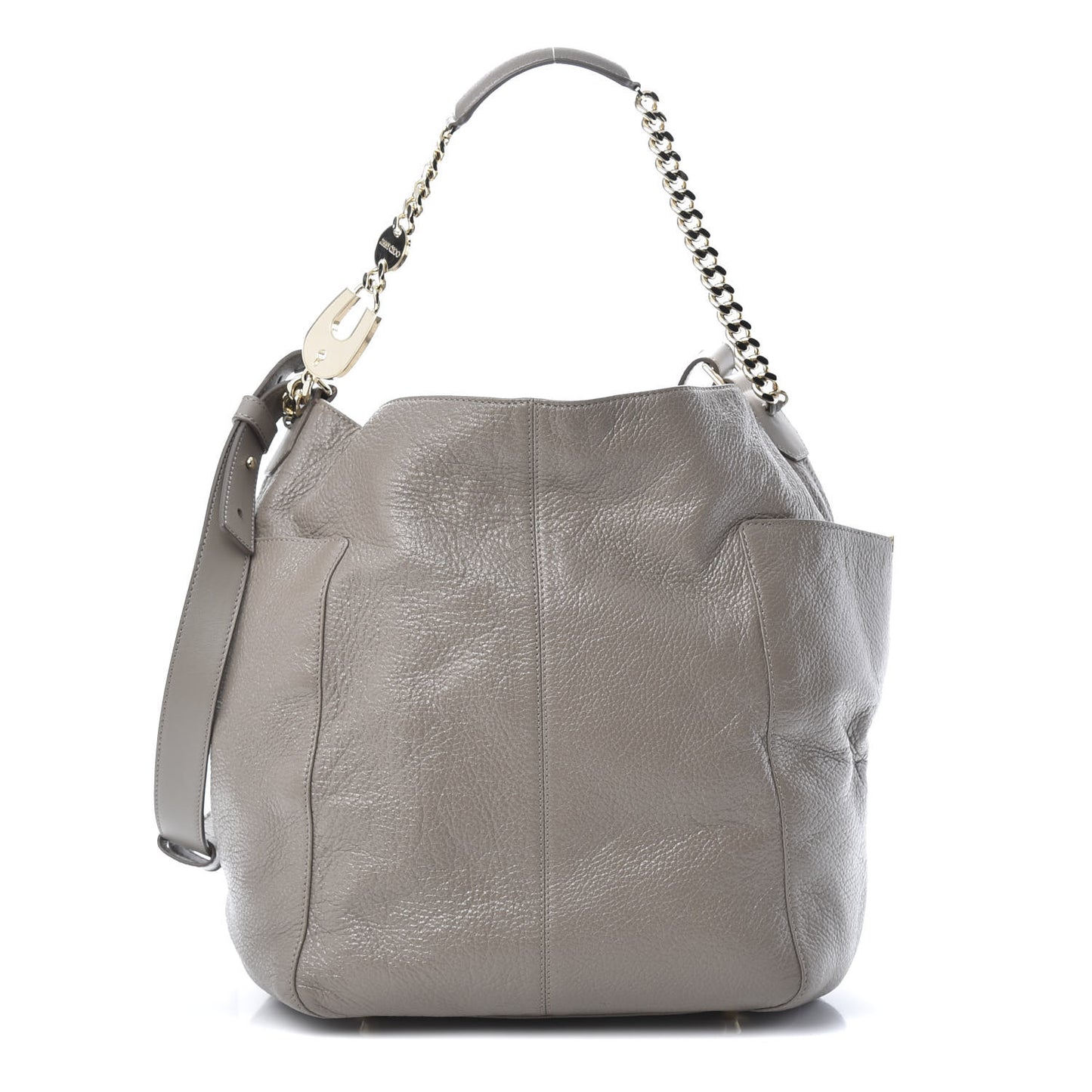 Glossy Grained Deerskin Anna Shoulder Bag Moonstone