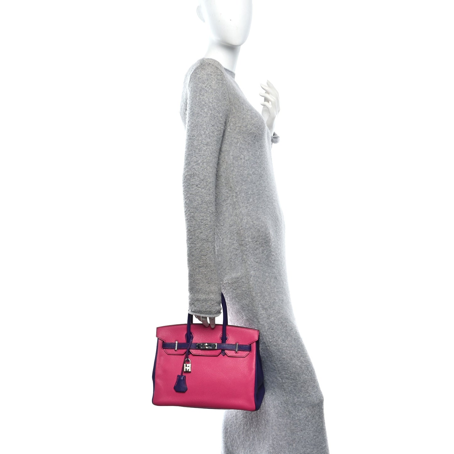 Chevre Mysore Horseshoe Birkin 30 Rose Shocking Iris