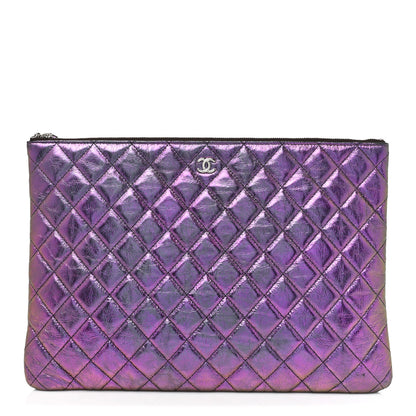 Chanel Iridescent Crumpled Calfskin CC Ripples Medium Cosmetic Case Purple 1 of 12