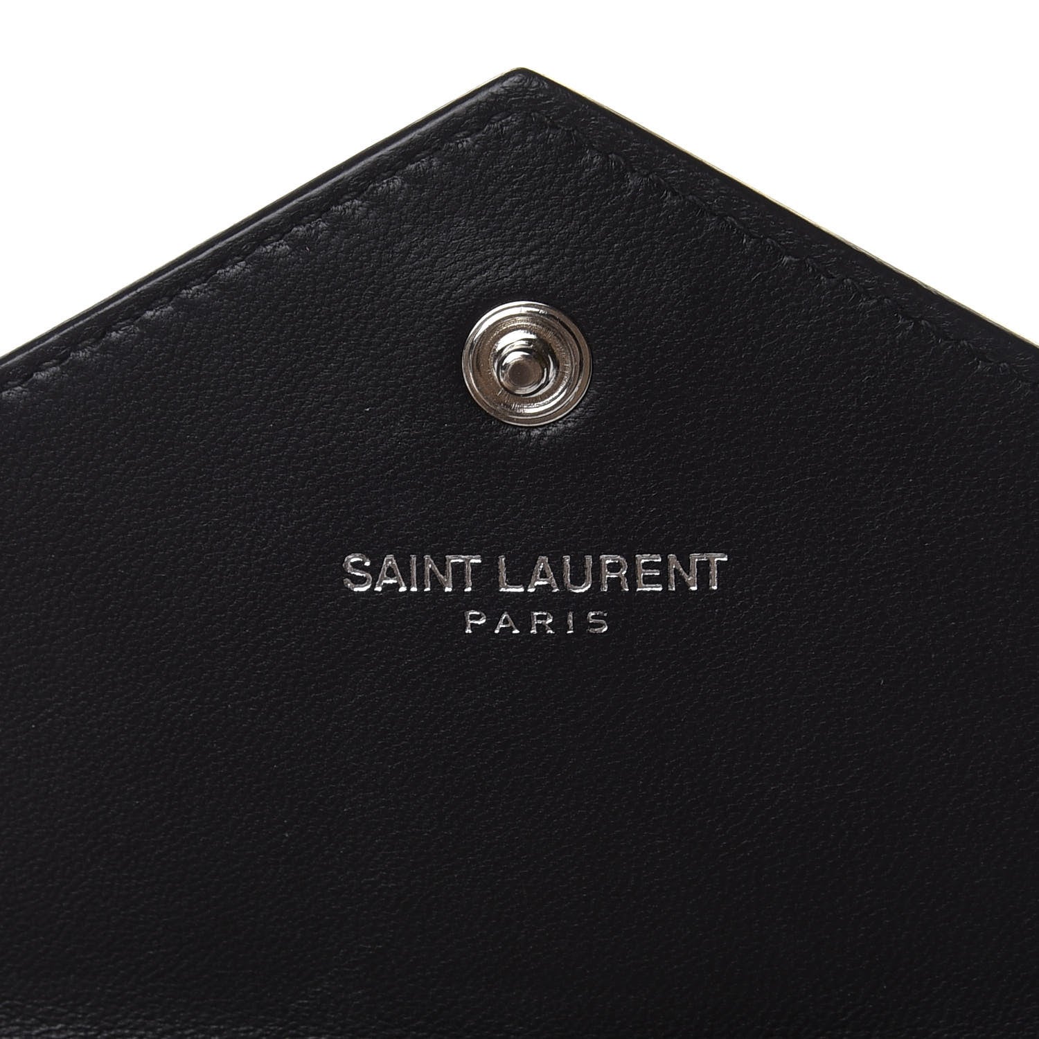 Saint Laurent Calfskin Crocodile Embossed Small Monogram Envelope Wallet Black 5 of 9