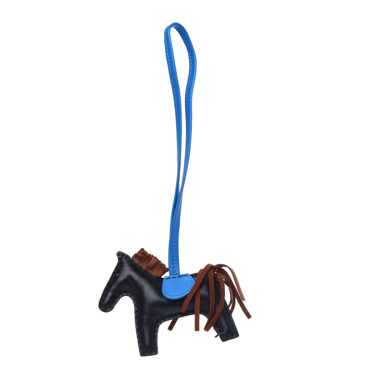 Hermes Milo Lambskin Grigri Rodeo Horse Bag Charm PM Black Gold Bleu Zanzibar 1 of 2
