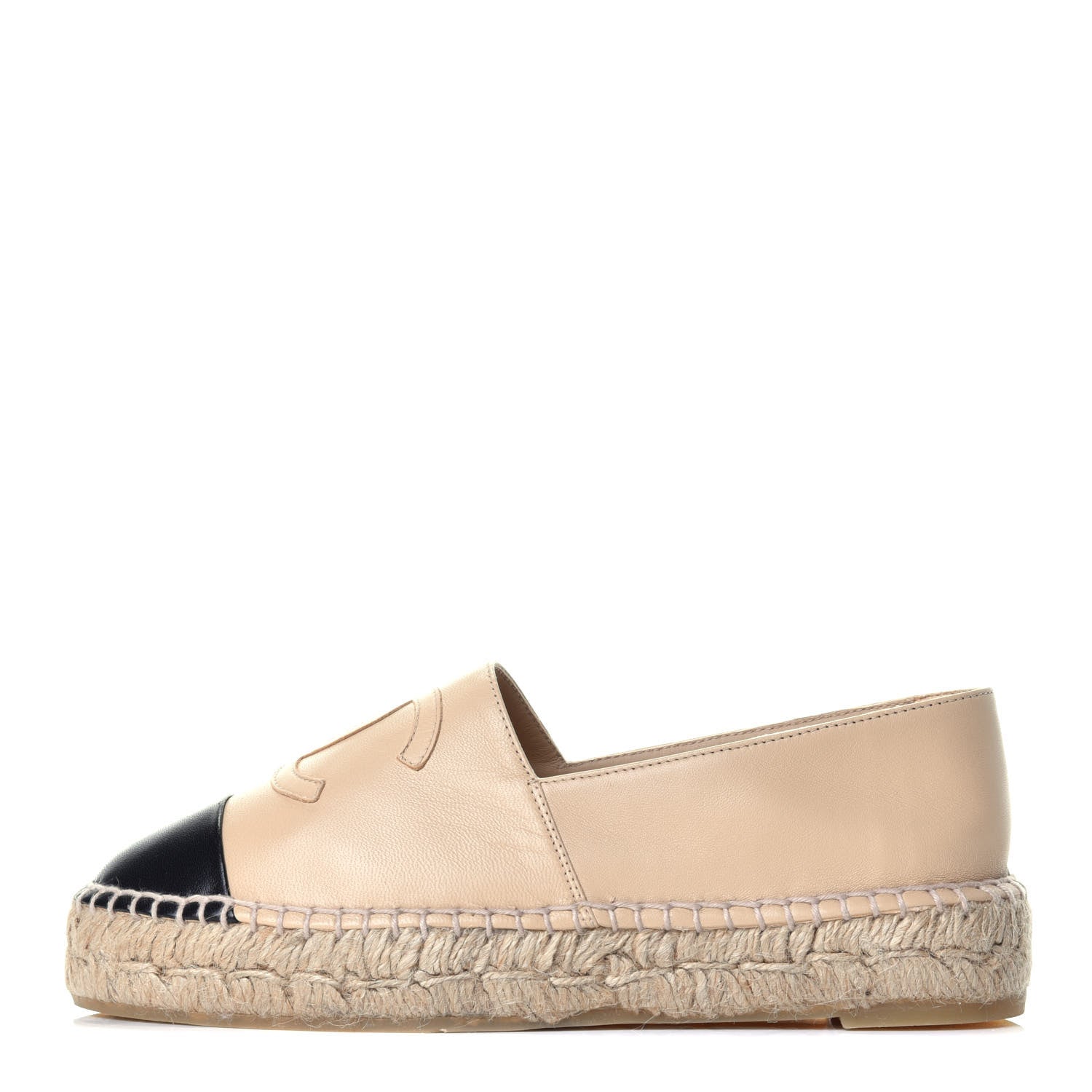 Chanel Lambskin CC Espadrilles 36 Beige Black 1 of 9